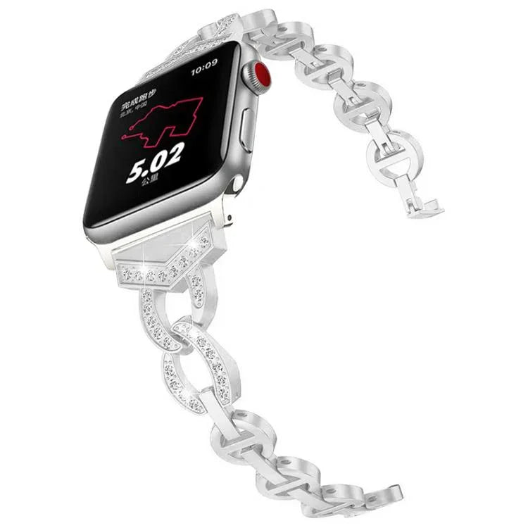 Bracelet de montre xDfind Diamond en acier inoxydable, compatible avec Apple Watch 42/44/45/46/49 mm et Apple Watch 38/40/41/S10 42 mm.