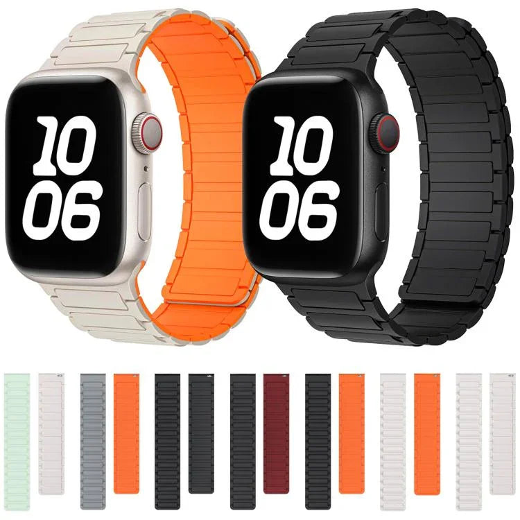 Bracelet de montre magnétique en silicone en forme de I xDfind, compatible avec Apple Watch 42/44/45/46/49 mm et Apple Watch 38/40/41/S10 42 mm.