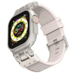 Bracelet de montre en silicone texturé à rayures Mecha, pour Apple Watch 46mm / 49mm / 45mm / 44mm