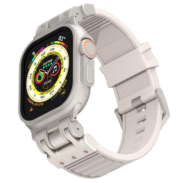 Bracelet de montre en silicone texturé à rayures Mecha, pour Apple Watch 46mm / 49mm / 45mm / 44mm