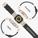 Bracelet de montre en silicone texturé à rayures Mecha, pour Apple Watch 46mm / 49mm / 45mm / 44mm