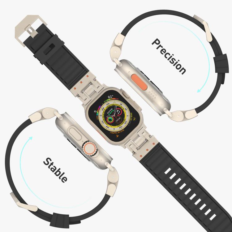 Bracelet de montre en silicone texturé à rayures Mecha, pour Apple Watch 46mm / 49mm / 45mm / 44mm