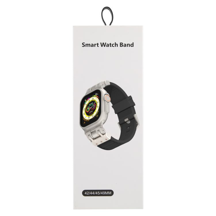 Bracelet de montre en silicone texturé à rayures Mecha, pour Apple Watch 46mm / 49mm / 45mm / 44mm