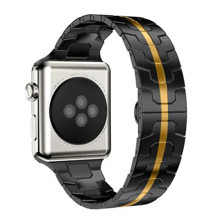 Bracelet de montre xDfind en acier inoxydable avec boucle papillon, compatible avec Apple Watch 42/44/45/46/49 mm et Apple Watch 38/40/41/S10 42 mm.