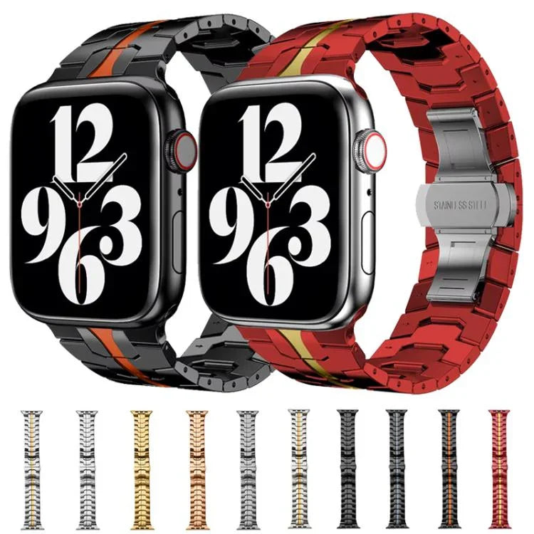 Bracelet de montre xDfind en acier inoxydable avec boucle papillon, compatible avec Apple Watch 42/44/45/46/49 mm et Apple Watch 38/40/41/S10 42 mm.