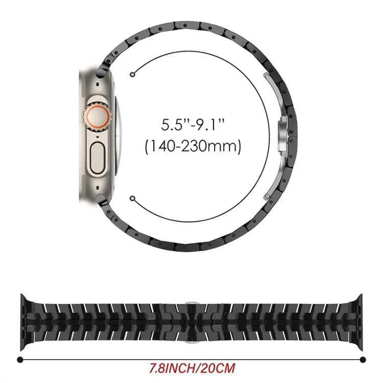 Bracelet de montre xDfind en acier inoxydable avec boucle papillon, compatible avec Apple Watch 42/44/45/46/49 mm et Apple Watch 38/40/41/S10 42 mm.