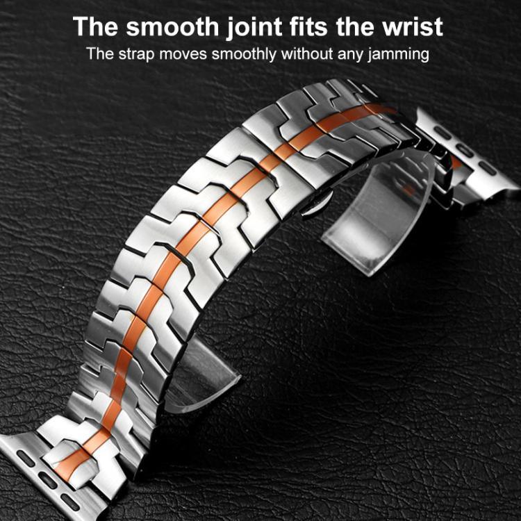 Bracelet de montre xDfind en acier inoxydable avec boucle papillon, compatible avec Apple Watch 42/44/45/46/49 mm et Apple Watch 38/40/41/S10 42 mm.