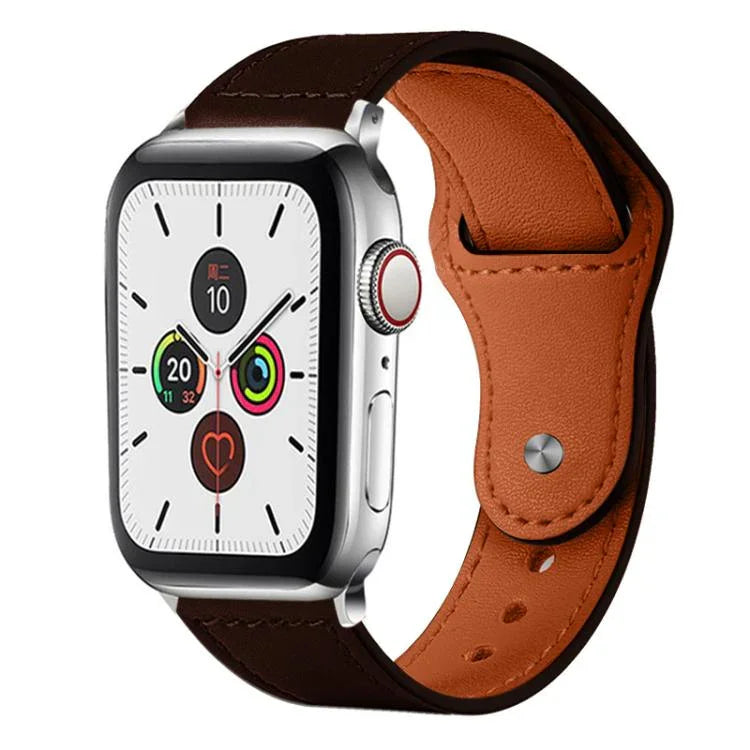 Bracelet de montre xDfind en cuir véritable avec boucle à rivets, compatible avec Apple Watch 42/44/45/46/49 mm et Apple Watch 38/40/41/S10 42 mm.