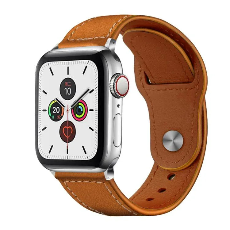 Bracelet de montre xDfind en cuir véritable avec boucle à rivets, compatible avec Apple Watch 42/44/45/46/49 mm et Apple Watch 38/40/41/S10 42 mm.