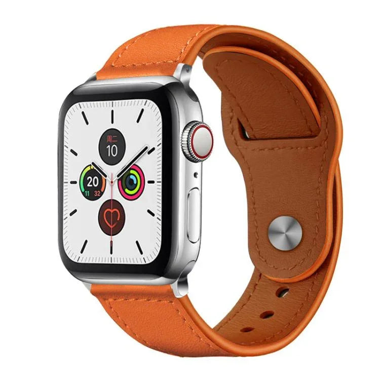 Bracelet de montre xDfind en cuir véritable avec boucle à rivets, compatible avec Apple Watch 42/44/45/46/49 mm et Apple Watch 38/40/41/S10 42 mm.