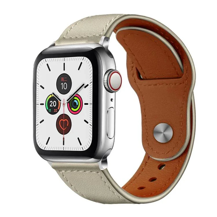 Bracelet de montre xDfind en cuir véritable avec boucle à rivets, compatible avec Apple Watch 42/44/45/46/49 mm et Apple Watch 38/40/41/S10 42 mm.