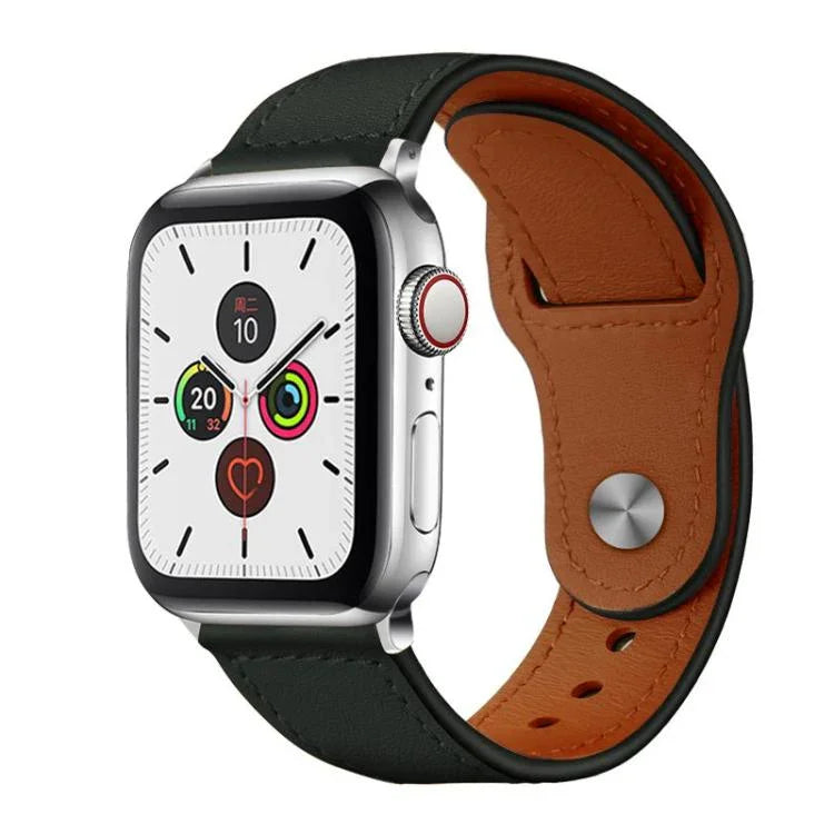 Bracelet de montre xDfind en cuir véritable avec boucle à rivets, compatible avec Apple Watch 42/44/45/46/49 mm et Apple Watch 38/40/41/S10 42 mm.
