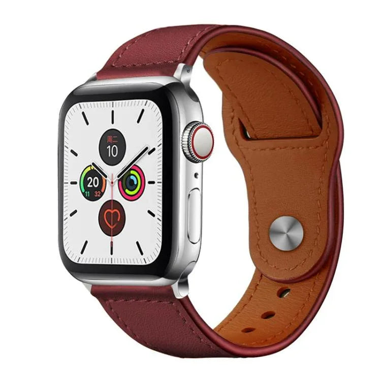 Bracelet de montre xDfind en cuir véritable avec boucle à rivets, compatible avec Apple Watch 42/44/45/46/49 mm et Apple Watch 38/40/41/S10 42 mm.