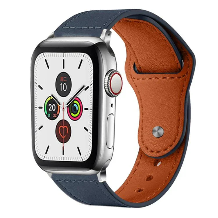 Bracelet de montre xDfind en cuir véritable avec boucle à rivets, compatible avec Apple Watch 42/44/45/46/49 mm et Apple Watch 38/40/41/S10 42 mm.