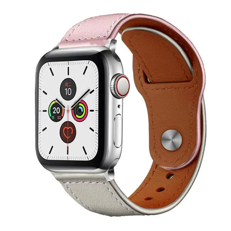 Bracelet de montre xDfind en cuir véritable avec boucle à rivets, compatible avec Apple Watch 42/44/45/46/49 mm et Apple Watch 38/40/41/S10 42 mm.