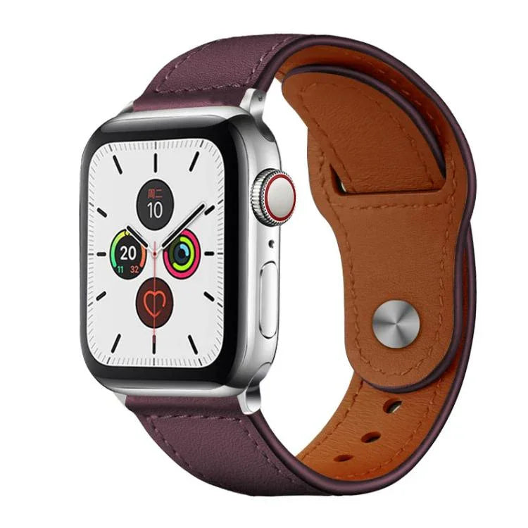Bracelet de montre xDfind en cuir véritable avec boucle à rivets, compatible avec Apple Watch 42/44/45/46/49 mm et Apple Watch 38/40/41/S10 42 mm.