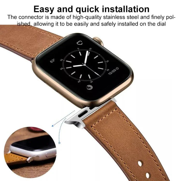 Bracelet de montre xDfind en cuir véritable avec boucle à rivets, compatible avec Apple Watch 42/44/45/46/49 mm et Apple Watch 38/40/41/S10 42 mm.