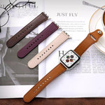 Bracelet de montre xDfind en cuir véritable avec boucle à rivets, compatible avec Apple Watch 42/44/45/46/49 mm et Apple Watch 38/40/41/S10 42 mm.