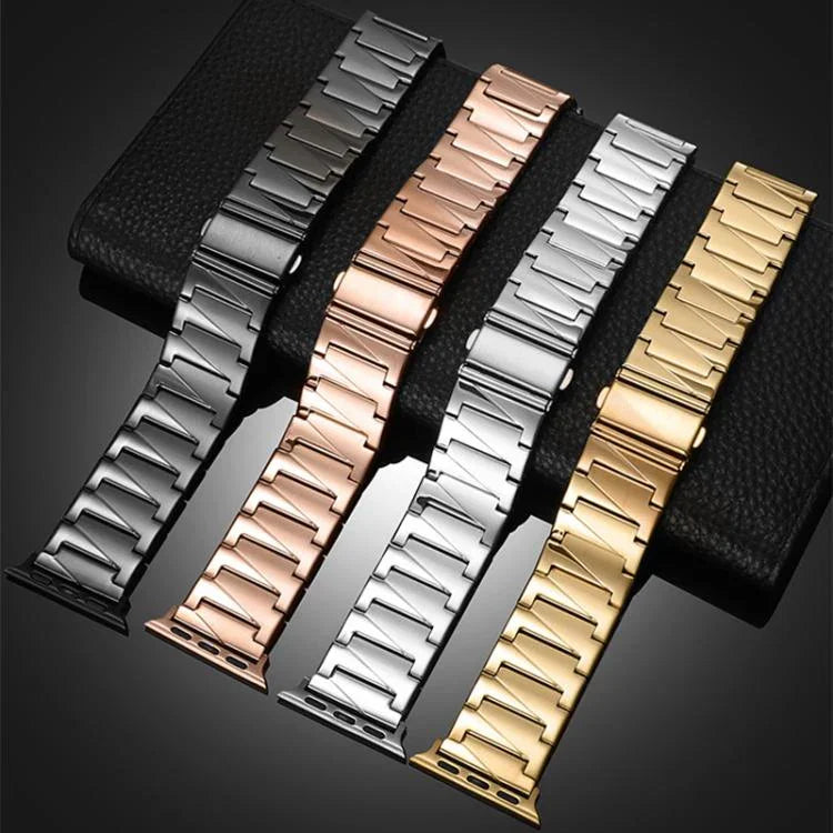 Bracelet de montre xDfind en acier inoxydable à maillons étagés, compatible avec Apple Watch 42/44/45/46/49 mm et Apple Watch 38/40/41/S10 42 mm.