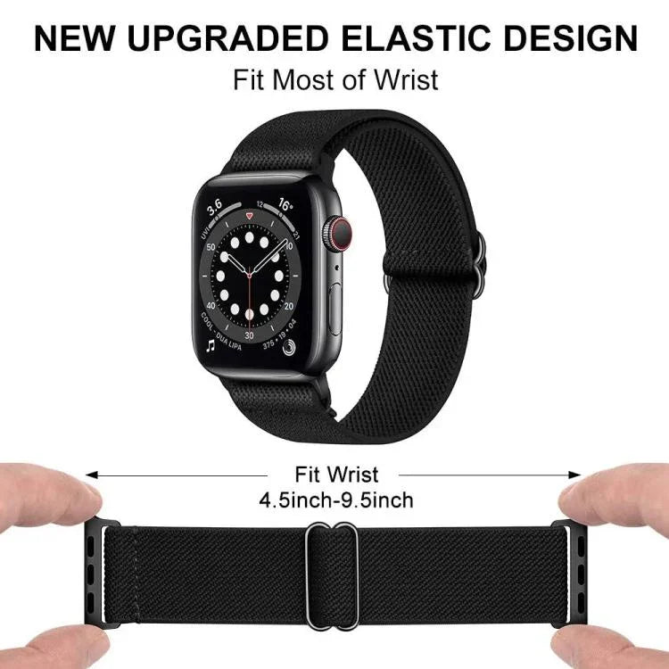 Bracelet de montre en nylon élastique à boucle coulissante réglable xDfind, compatible avec Apple Watch 42/44/45/46/49 mm et Apple Watch 38/40/41/S10 42 mm.