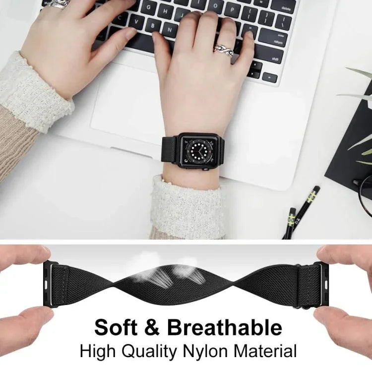 Bracelet de montre en nylon élastique à boucle coulissante réglable xDfind, compatible avec Apple Watch 42/44/45/46/49 mm et Apple Watch 38/40/41/S10 42 mm.