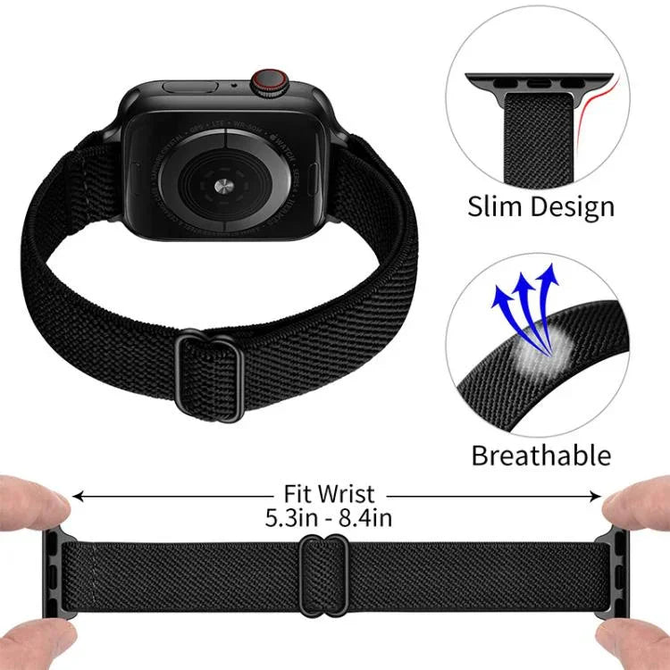Bracelet de montre élastique en nylon xDfind avec boucle échelle, pour Apple Watch 42/44/45/46/49 mm et Apple Watch 38/40/41/S10 42 mm.