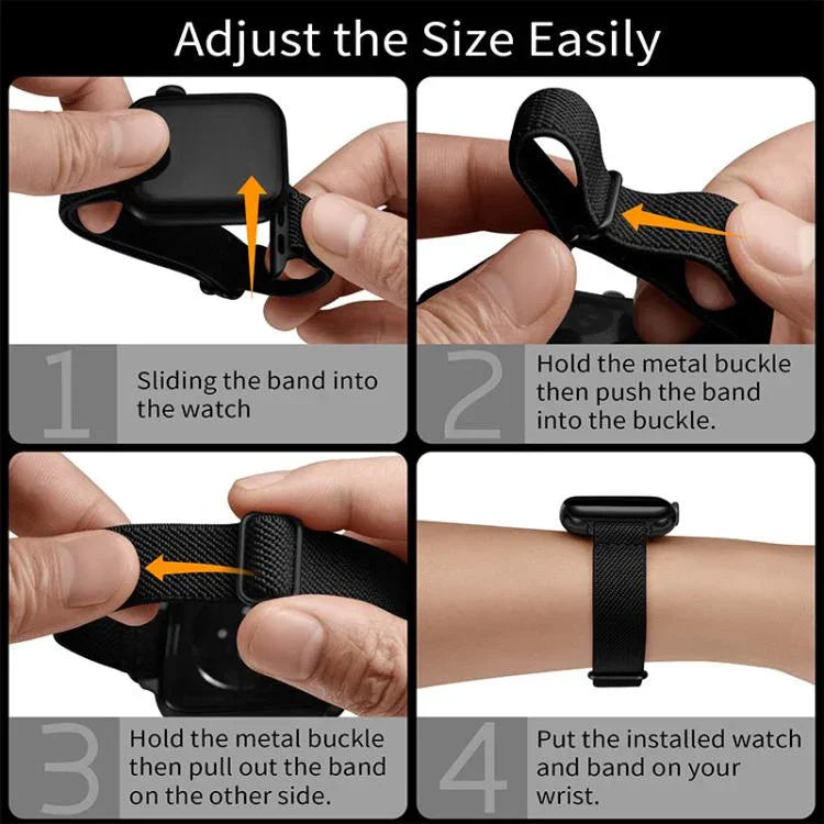 Bracelet de montre élastique en nylon xDfind avec boucle échelle, pour Apple Watch 42/44/45/46/49 mm et Apple Watch 38/40/41/S10 42 mm.