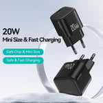 Chargeur rapide mini USAMS CC260 20W GaN USB-C / Type-C, CC260