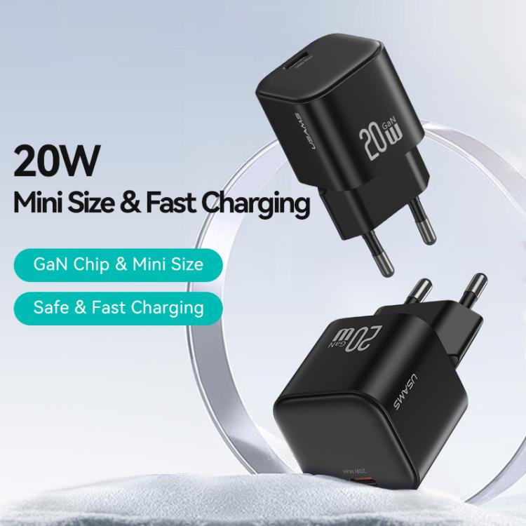 Chargeur rapide mini USAMS CC260 20W GaN USB-C / Type-C, CC260