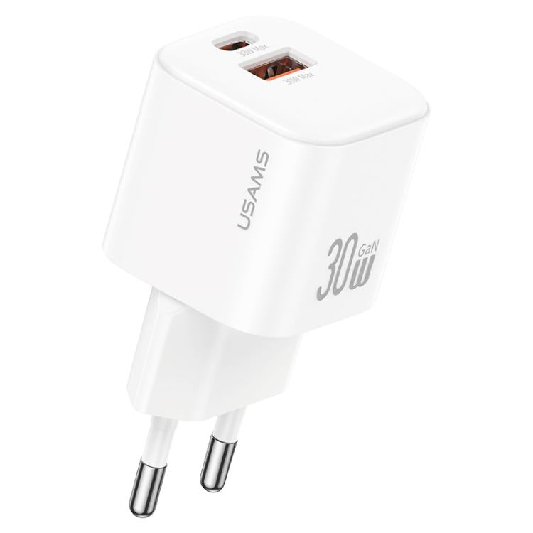 Chargeur rapide mini USAMS CC263 30W GaN USB-C / Type-C, double port USB, CC263