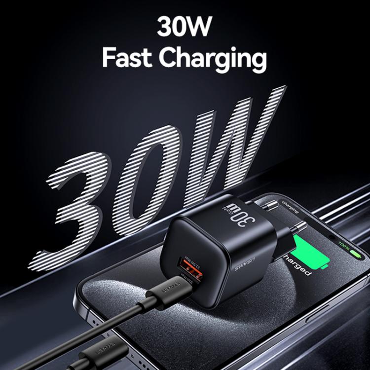 Chargeur rapide mini USAMS CC263 30W GaN USB-C / Type-C, double port USB, CC263
