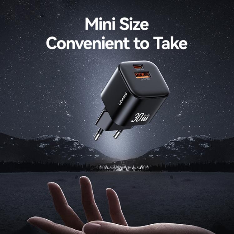 Chargeur rapide mini USAMS CC263 30W GaN USB-C / Type-C, double port USB, CC263