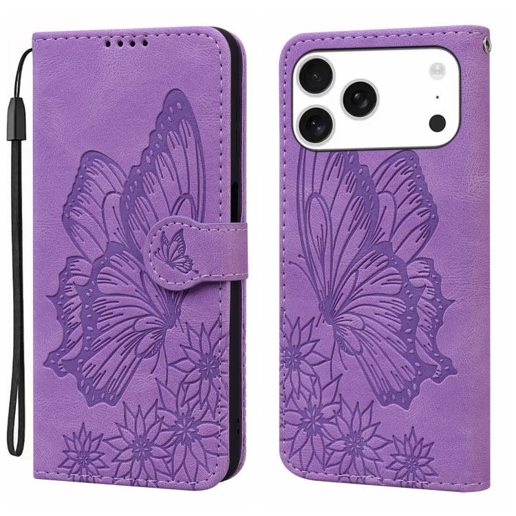 Étui de téléphone en cuir à rabat horizontal avec gaufrage papillons effet rétro, pour iPhone 17 Pro Max, pour iPhone 17 Pro, pour iPhone 17, pour iPhone Air