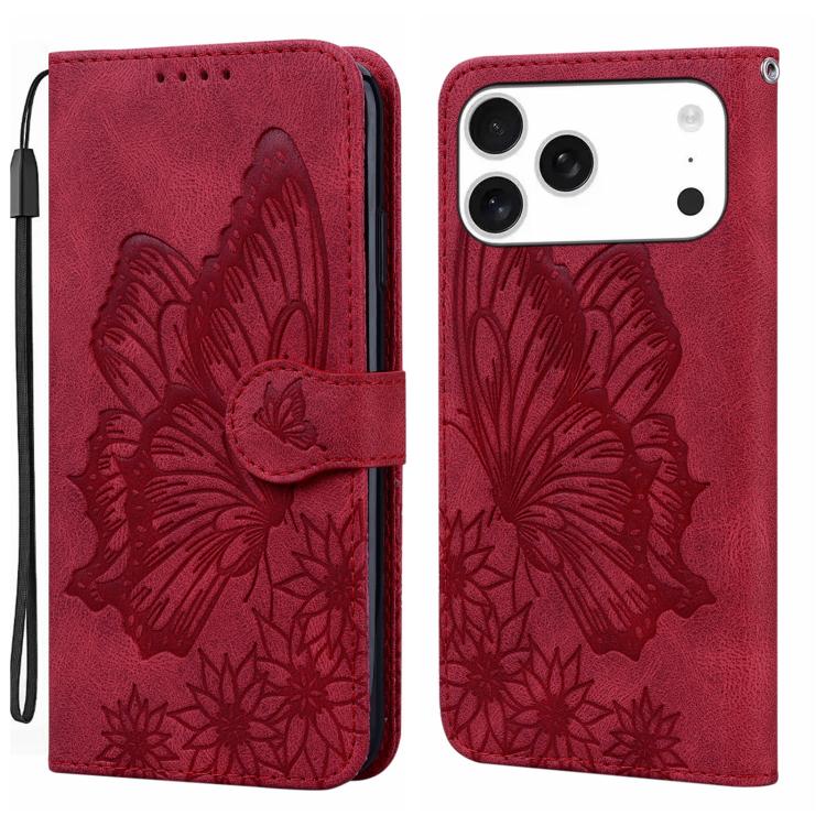 Étui de téléphone en cuir à rabat horizontal avec gaufrage papillons effet rétro, pour iPhone 17 Pro Max, pour iPhone 17 Pro, pour iPhone 17, pour iPhone Air