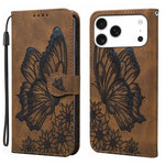 Étui de téléphone en cuir à rabat horizontal avec gaufrage papillons effet rétro, pour iPhone 17 Pro Max, pour iPhone 17 Pro, pour iPhone 17, pour iPhone Air