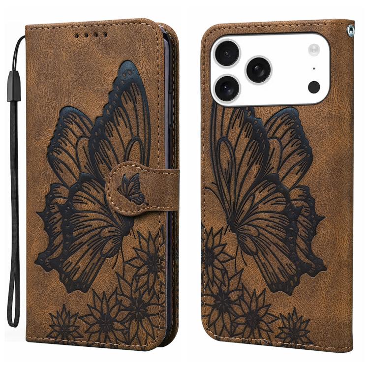Étui de téléphone en cuir à rabat horizontal avec gaufrage papillons effet rétro, pour iPhone 17 Pro Max, pour iPhone 17 Pro, pour iPhone 17, pour iPhone Air