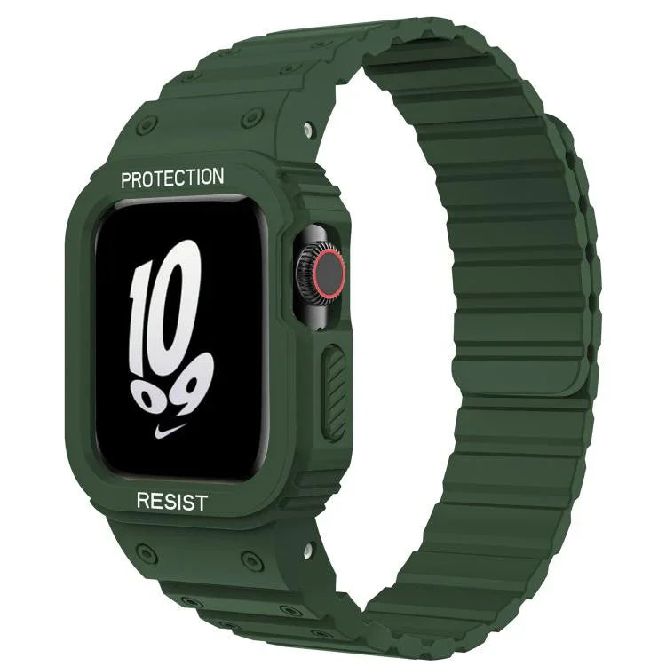 Bracelet de montre magnétique en silicone xDfind avec protection intégrée, compatible avec les Apple Watch 42/44/45 mm, Apple Watch Series 10/11 46 mm, Apple Watch Series 10/11 42 mm, Apple Watch Ultra 3/2/1 49 mm et Apple Watch 38/41 mm.