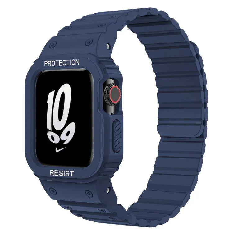 Bracelet de montre magnétique en silicone xDfind avec protection intégrée, compatible avec les Apple Watch 42/44/45 mm, Apple Watch Series 10/11 46 mm, Apple Watch Series 10/11 42 mm, Apple Watch Ultra 3/2/1 49 mm et Apple Watch 38/41 mm.