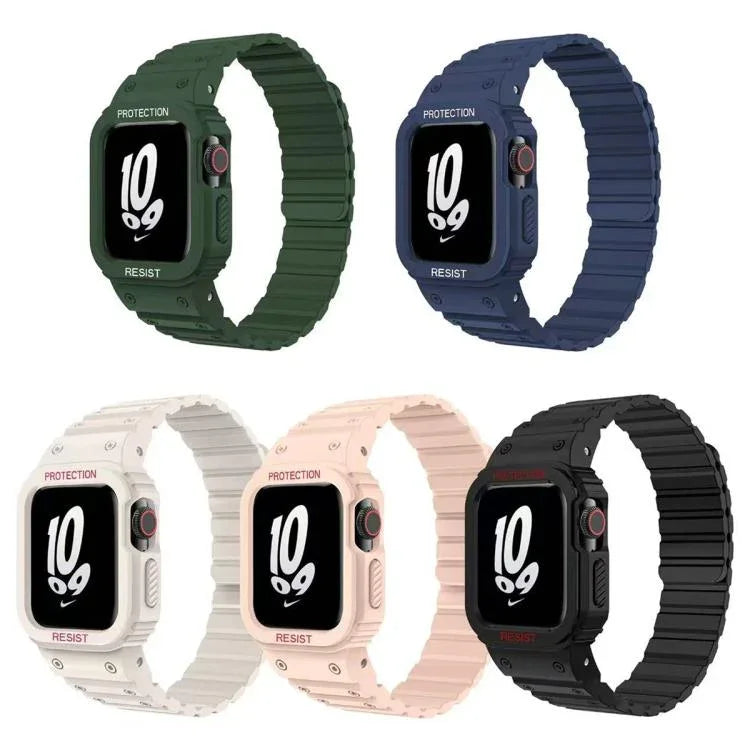 Bracelet de montre magnétique en silicone xDfind avec protection intégrée, compatible avec les Apple Watch 42/44/45 mm, Apple Watch Series 10/11 46 mm, Apple Watch Series 10/11 42 mm, Apple Watch Ultra 3/2/1 49 mm et Apple Watch 38/41 mm.