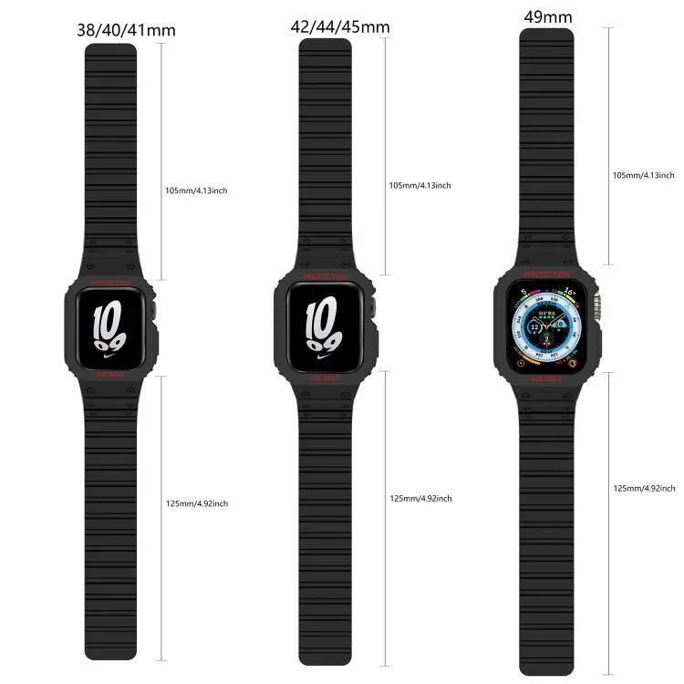 Bracelet de montre magnétique en silicone xDfind avec protection intégrée, compatible avec les Apple Watch 42/44/45 mm, Apple Watch Series 10/11 46 mm, Apple Watch Series 10/11 42 mm, Apple Watch Ultra 3/2/1 49 mm et Apple Watch 38/41 mm.