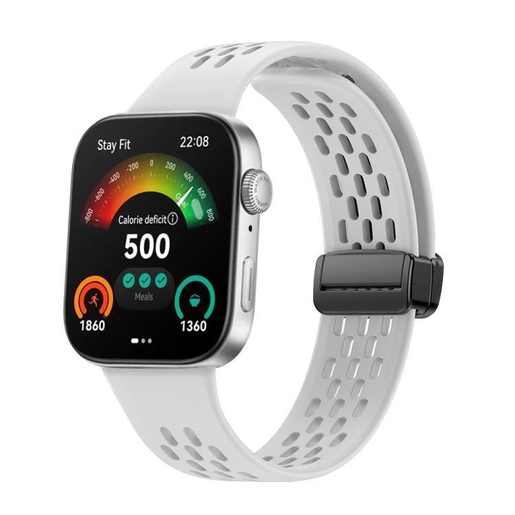 xDfind Hole Style Magnetic Black Buckle Silicone Watch Band, For Huawei Watch Fit4 Pro / Fit4 / Fit3