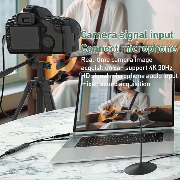 Carte de capture vidéo HD U2 4K 30Hz HDMI vers Type-C avec mixeur micro