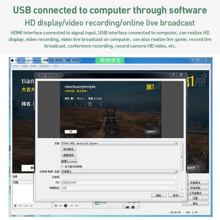 Carte de capture vidéo HD U2 4K 30Hz HDMI vers Type-C avec mixeur micro