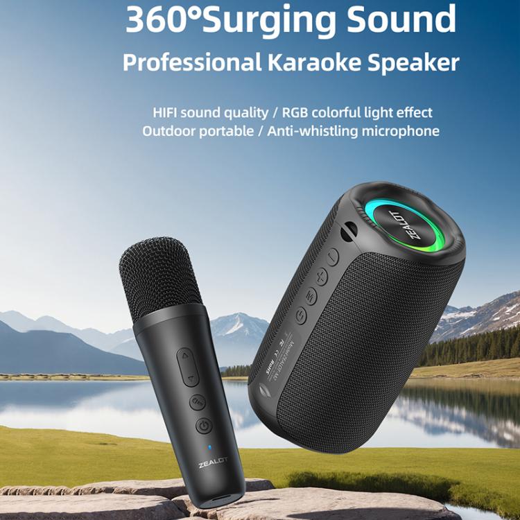 Enceinte Bluetooth portable extérieure RGB Zealot M2 8W, avec 2 micros, avec 1 micro
