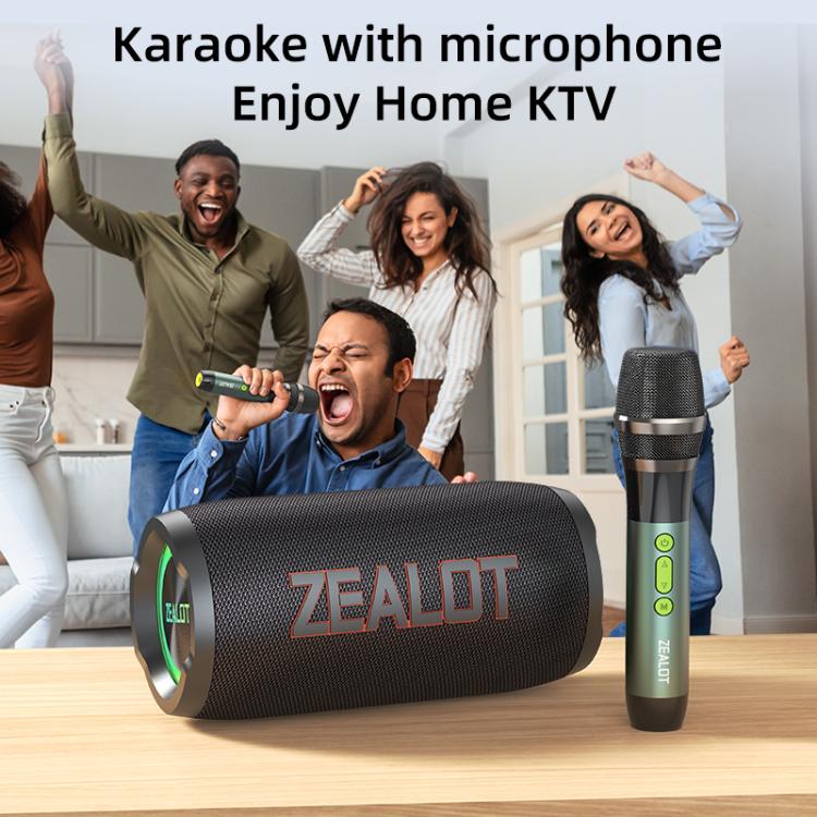 Enceinte Bluetooth portable extérieure RGB Zealot S76 50W, avec 2 micros, avec 1 micro, sans micro