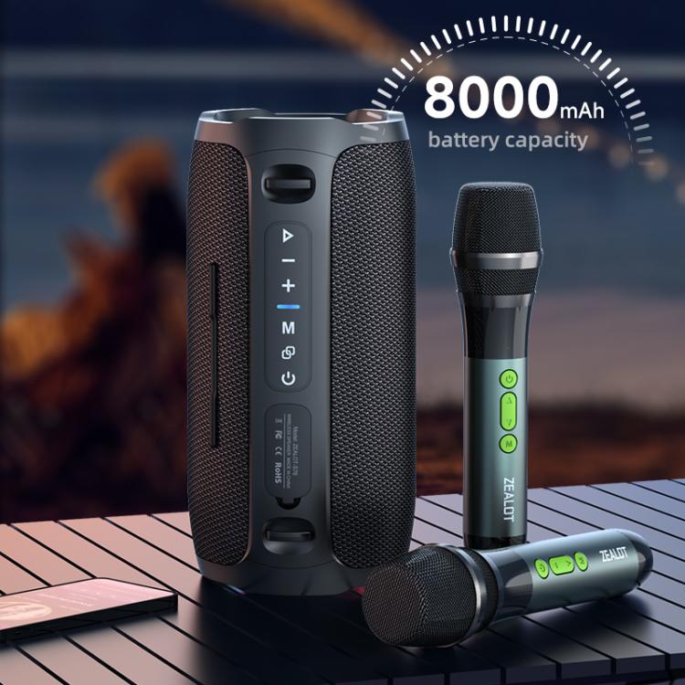 Enceinte Bluetooth portable extérieure RGB Zealot S76 50W, avec 2 micros, avec 1 micro, sans micro
