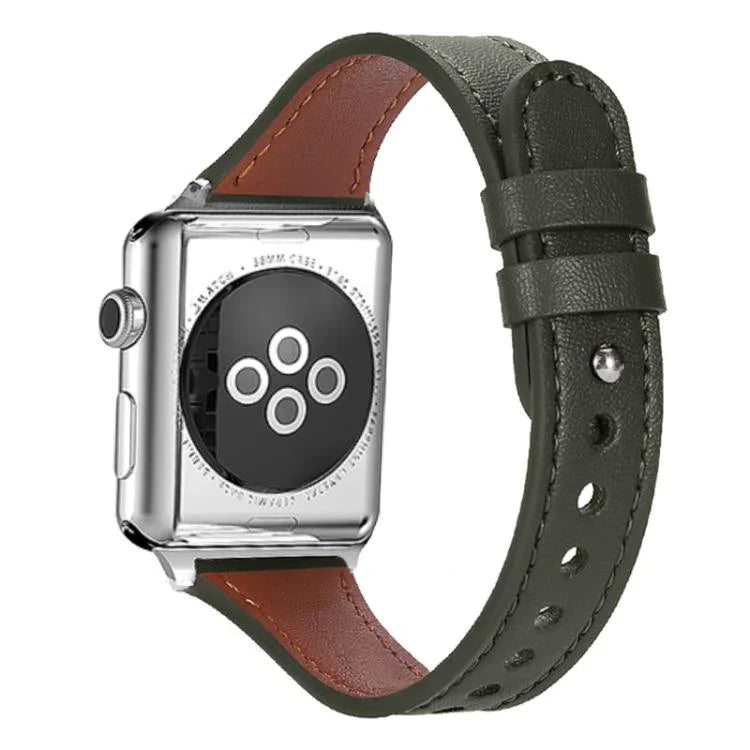 Bracelet de montre xDfind en cuir véritable à double anneau et rivet unique, compatible avec Apple Watch 42/44/45/46/49 mm et Apple Watch 38/40/41/S10 42 mm.