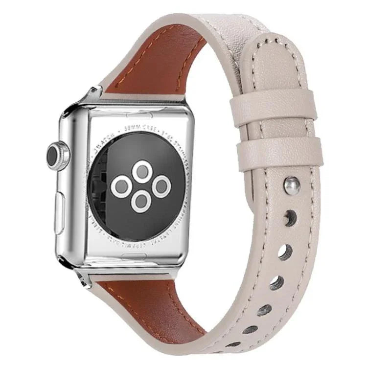 Bracelet de montre xDfind en cuir véritable à double anneau et rivet unique, compatible avec Apple Watch 42/44/45/46/49 mm et Apple Watch 38/40/41/S10 42 mm.