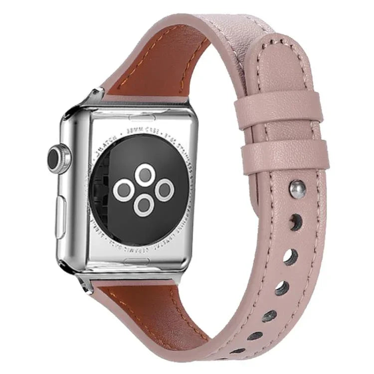 Bracelet de montre xDfind en cuir véritable à double anneau et rivet unique, compatible avec Apple Watch 42/44/45/46/49 mm et Apple Watch 38/40/41/S10 42 mm.