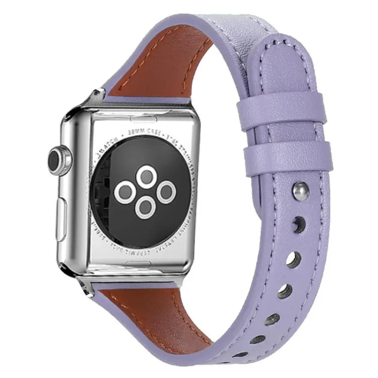 Bracelet de montre xDfind en cuir véritable à double anneau et rivet unique, compatible avec Apple Watch 42/44/45/46/49 mm et Apple Watch 38/40/41/S10 42 mm.